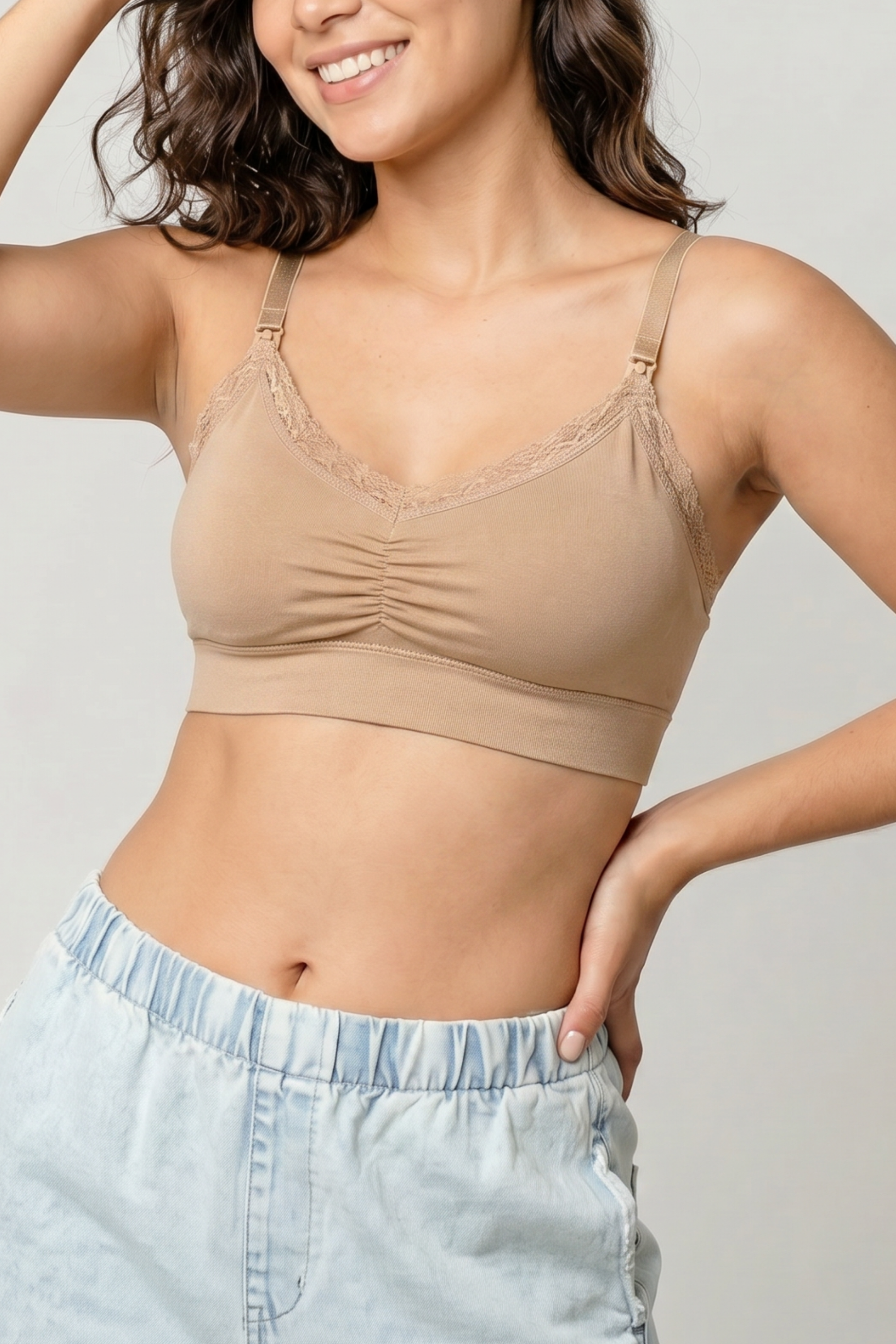 BRASIER DE ALGODÓN EMBARAZO & LACTANCIA BEIGE