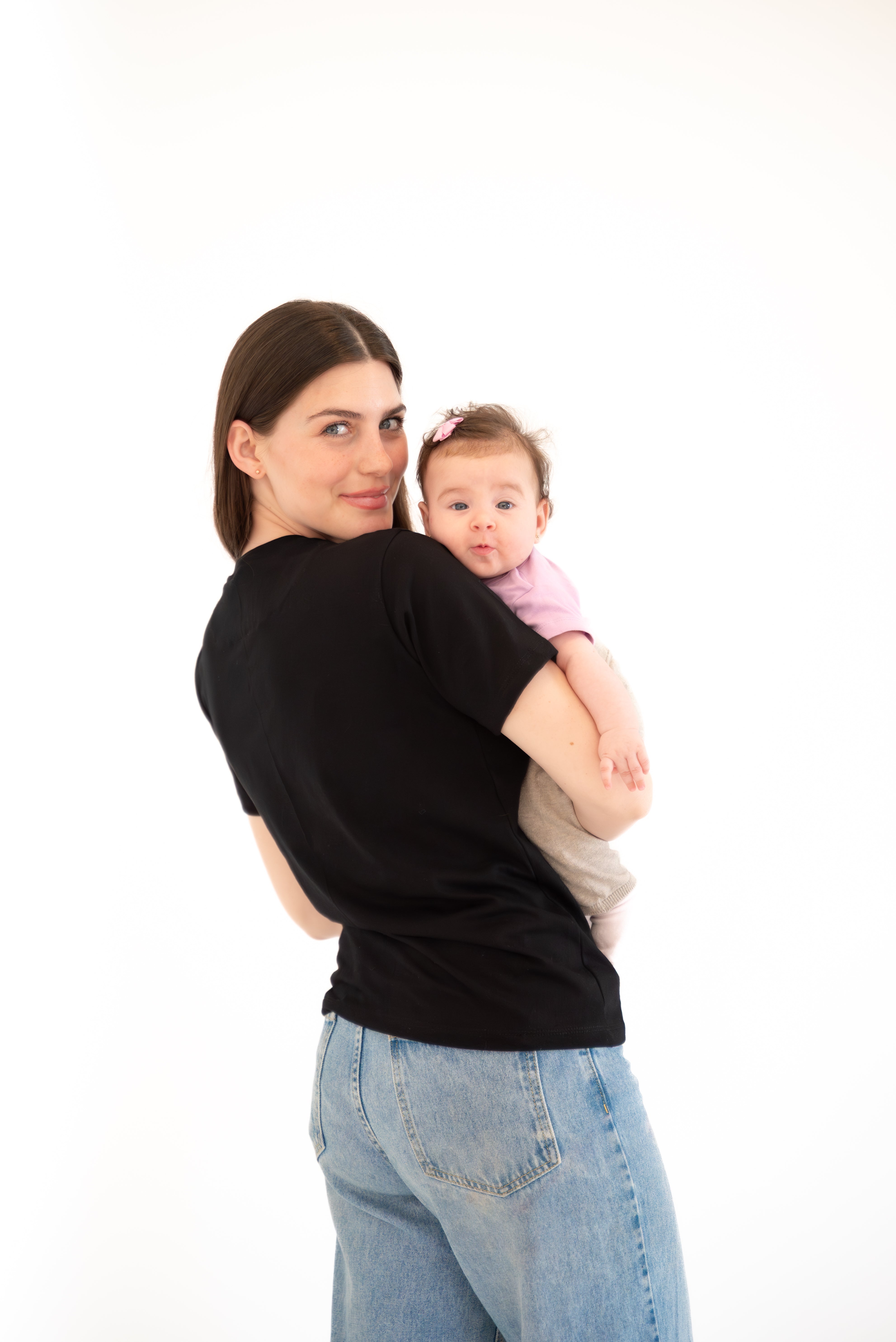 POLO DE ALGODÓN EMBARAZO & LACTANCIA ALBA - NEGRO