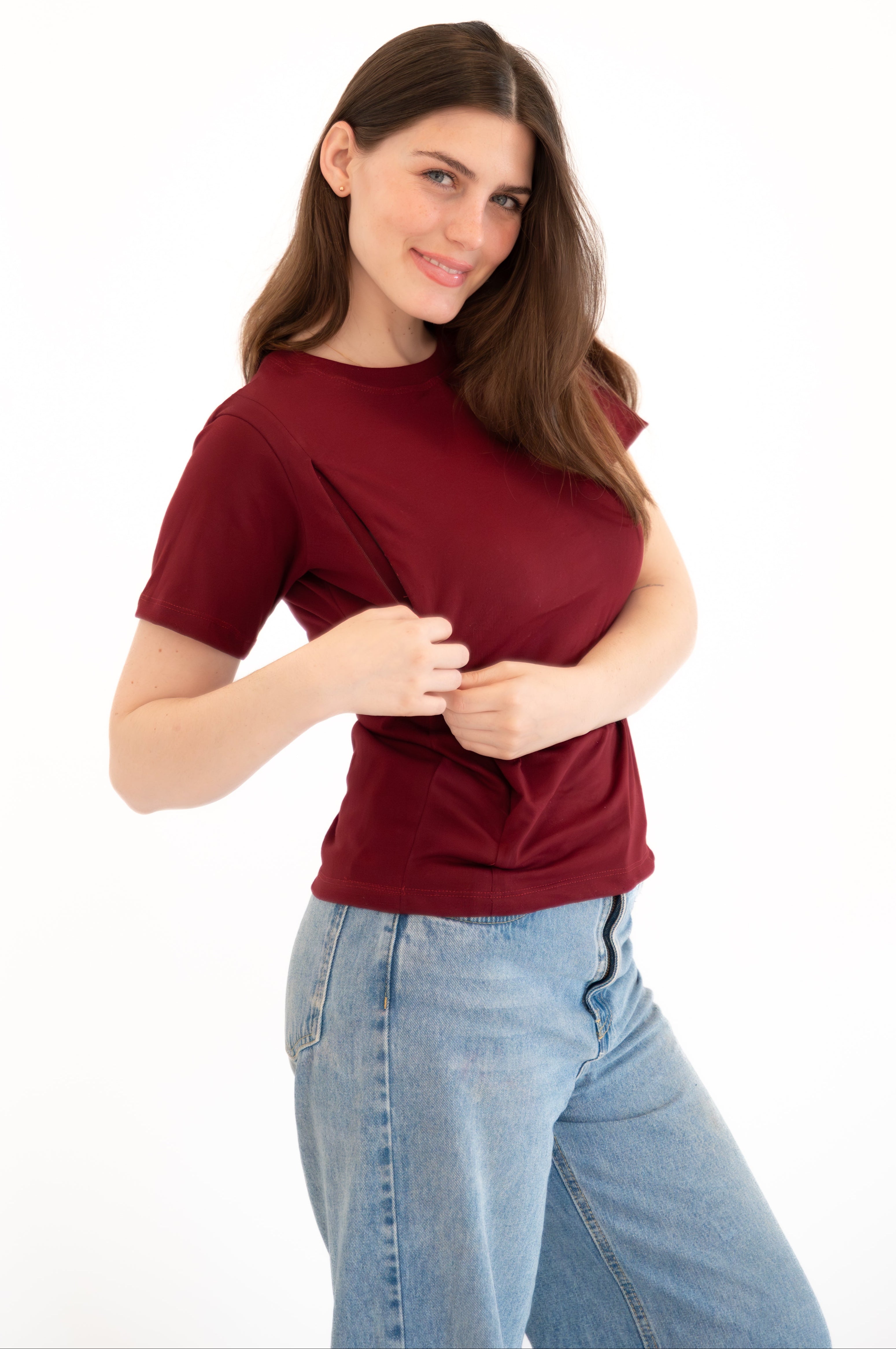 POLO DE ALGODÓN LACTANCIA VINO