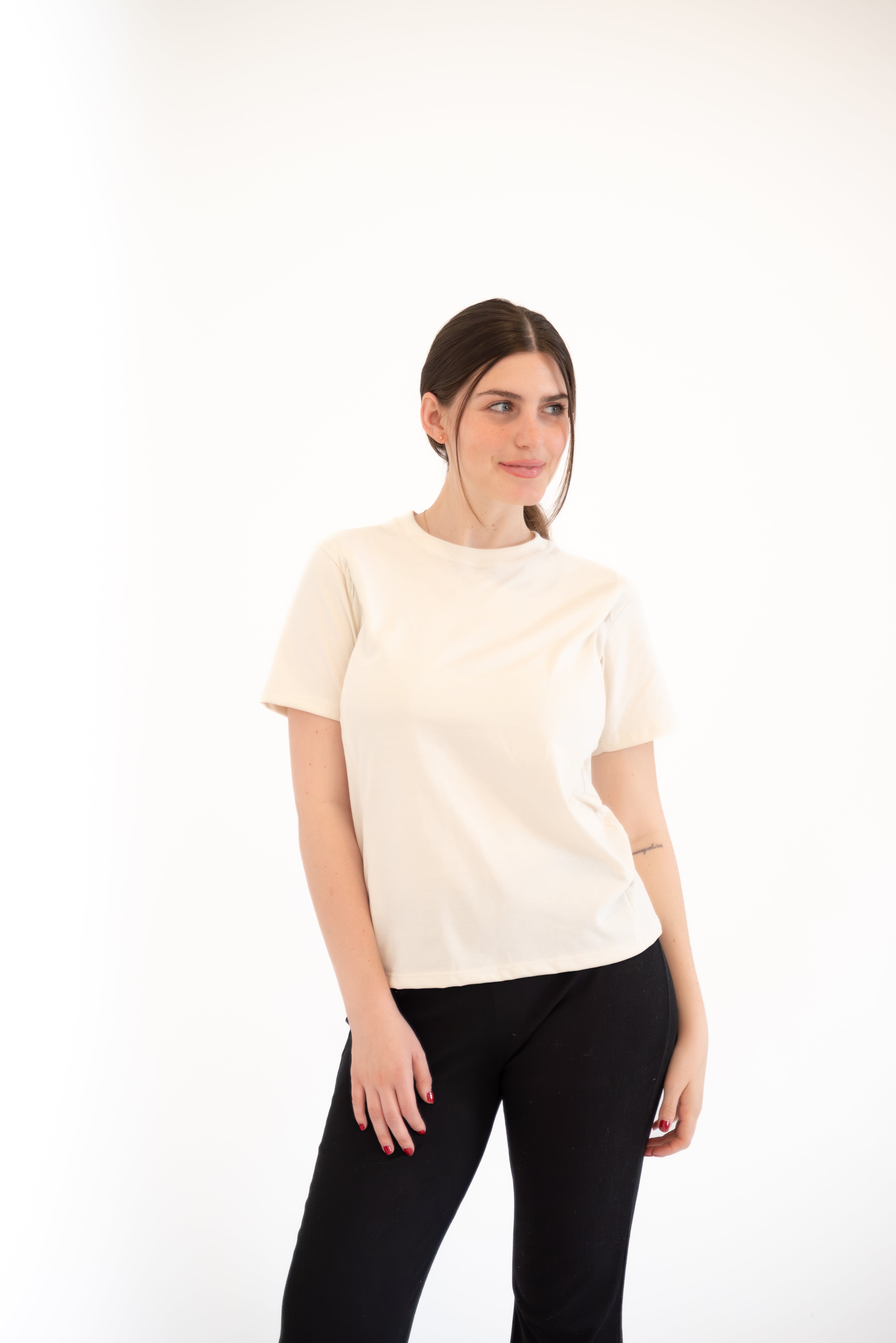 POLO DE ALGODÓN EMBARAZO & LACTANCIA ALBA- CREMA