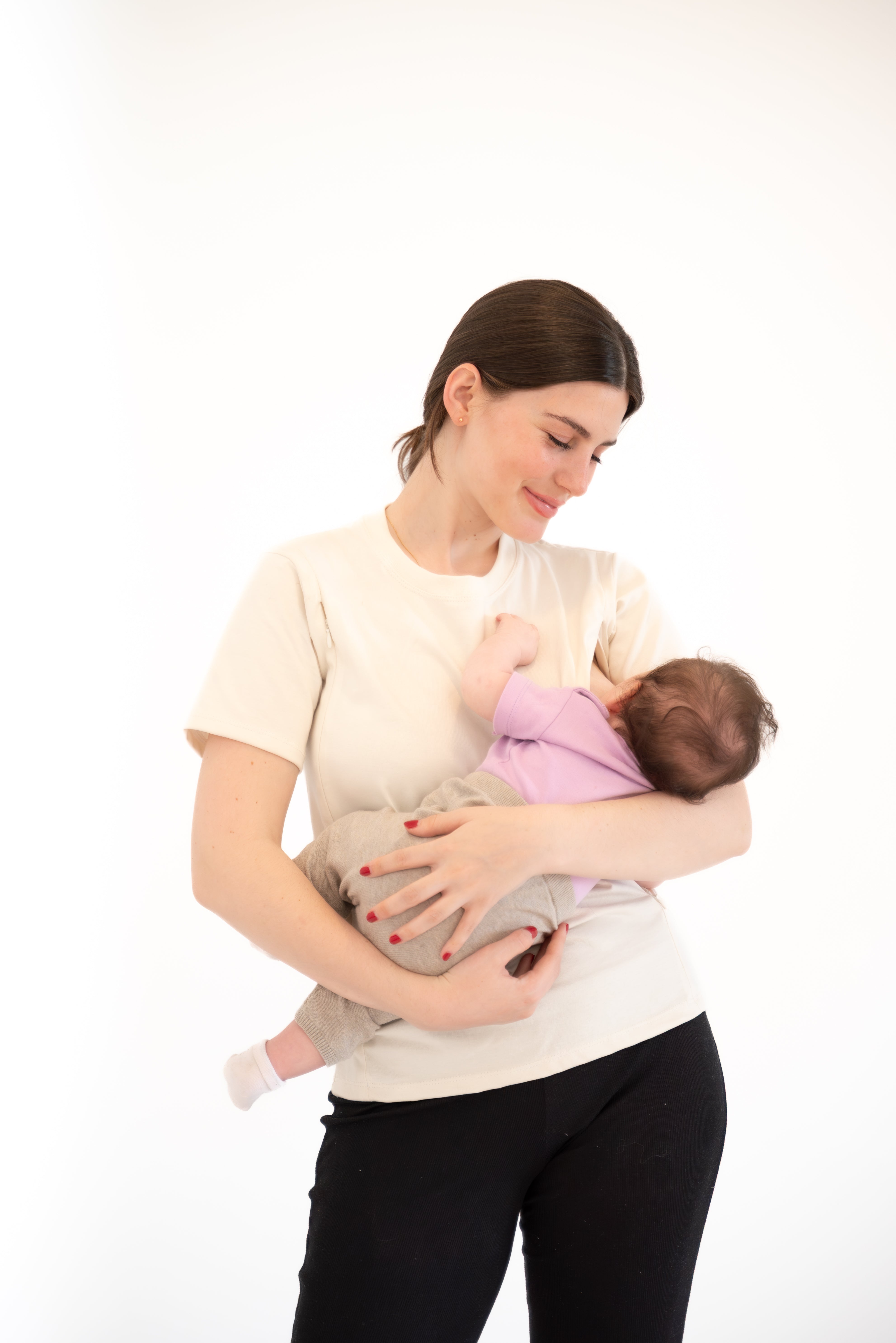 POLO DE ALGODÓN EMBARAZO & LACTANCIA ALBA- CREMA