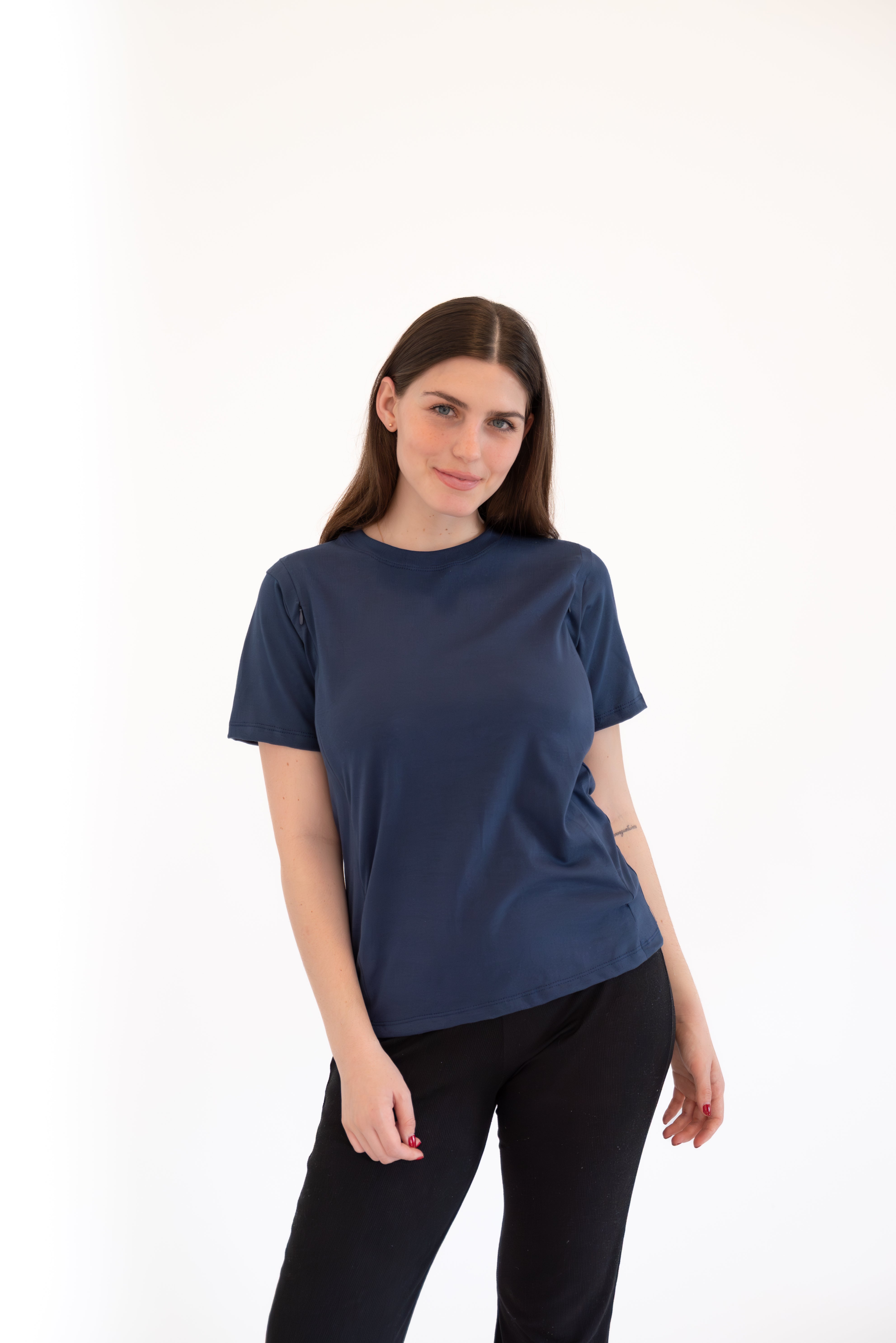 POLO DE ALGODÓN EMBARAZO & LACTANCIA ALBA - AZUL