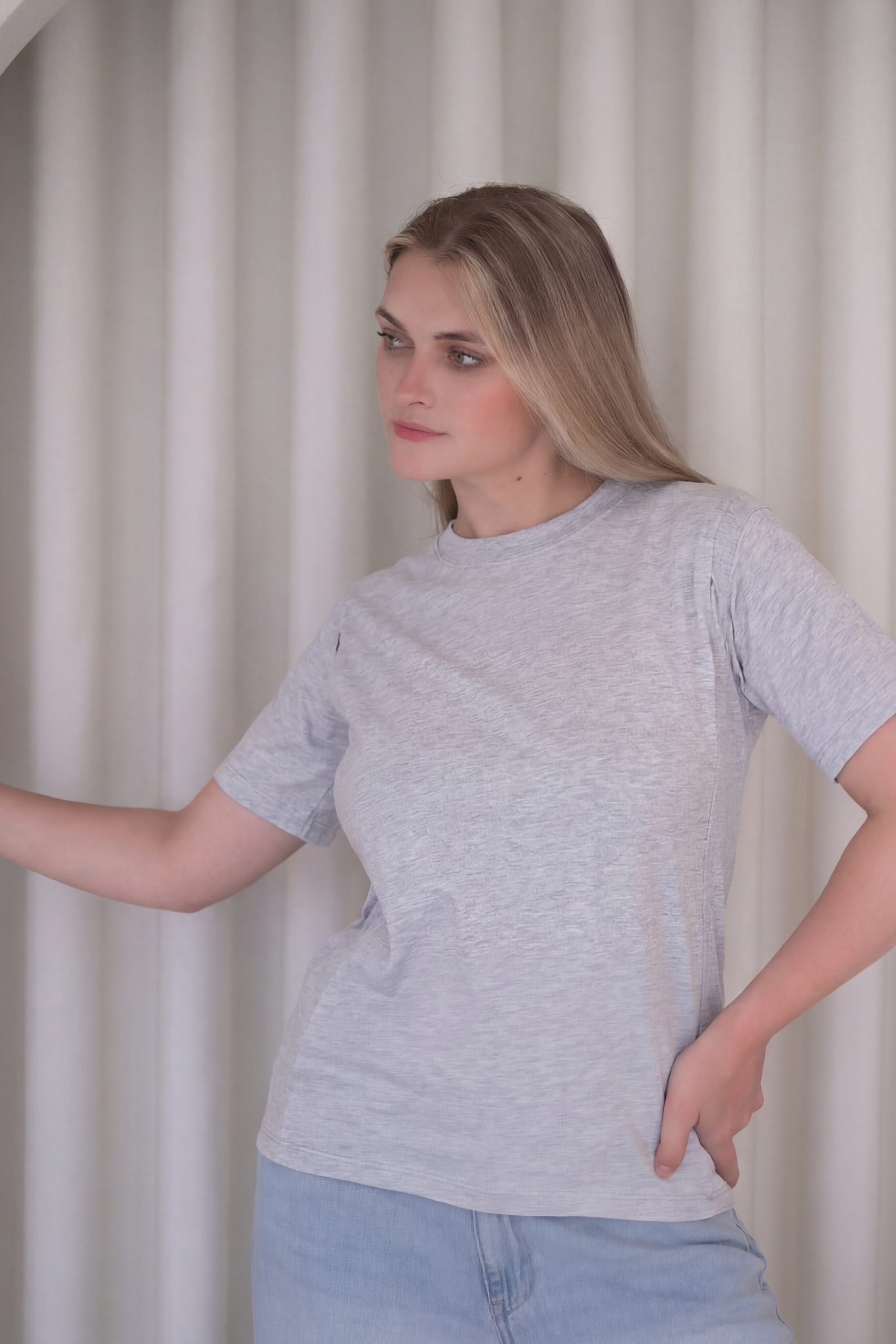 POLO DE ALGODÓN EMBARAZO & LACTANCIA ALBA - MELANGE