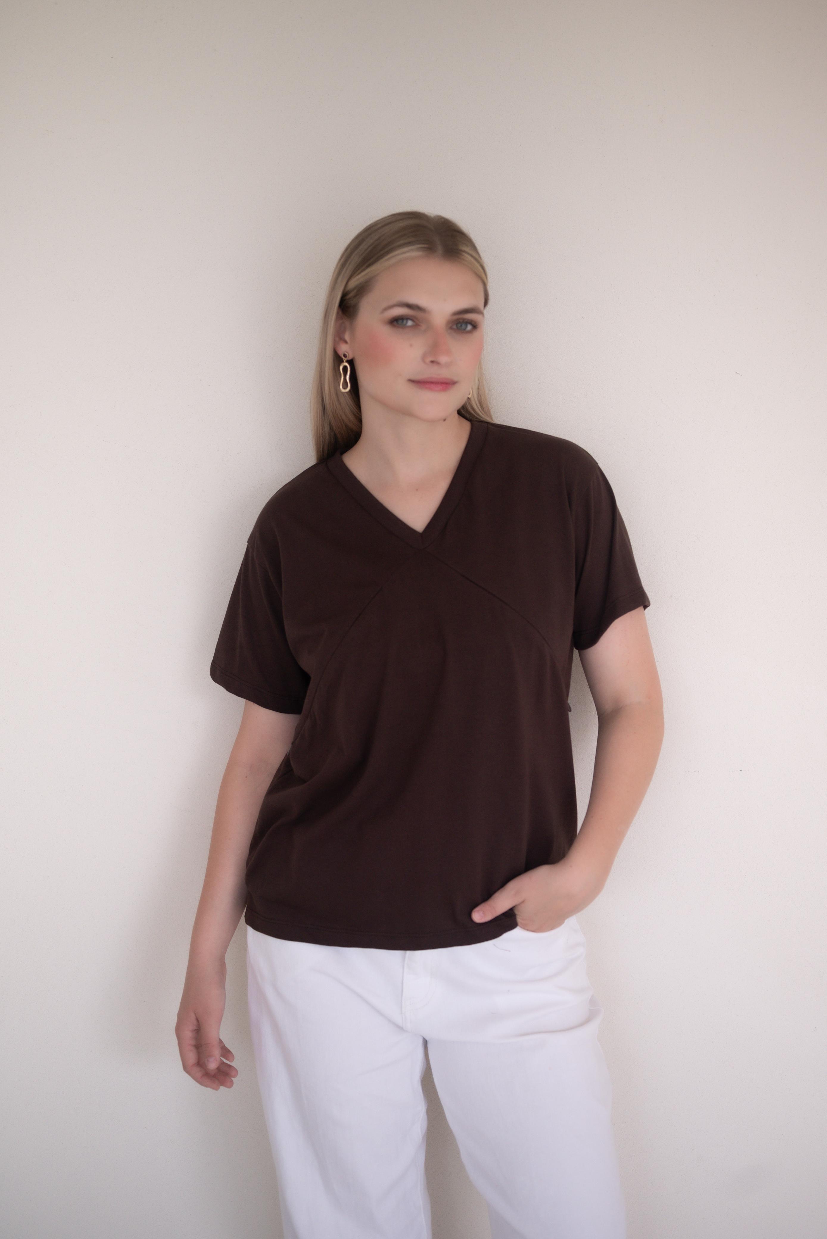 POLO DE ALGODÓN EMBARAZO & LACTANCIA AURORA - CHOCOLATE