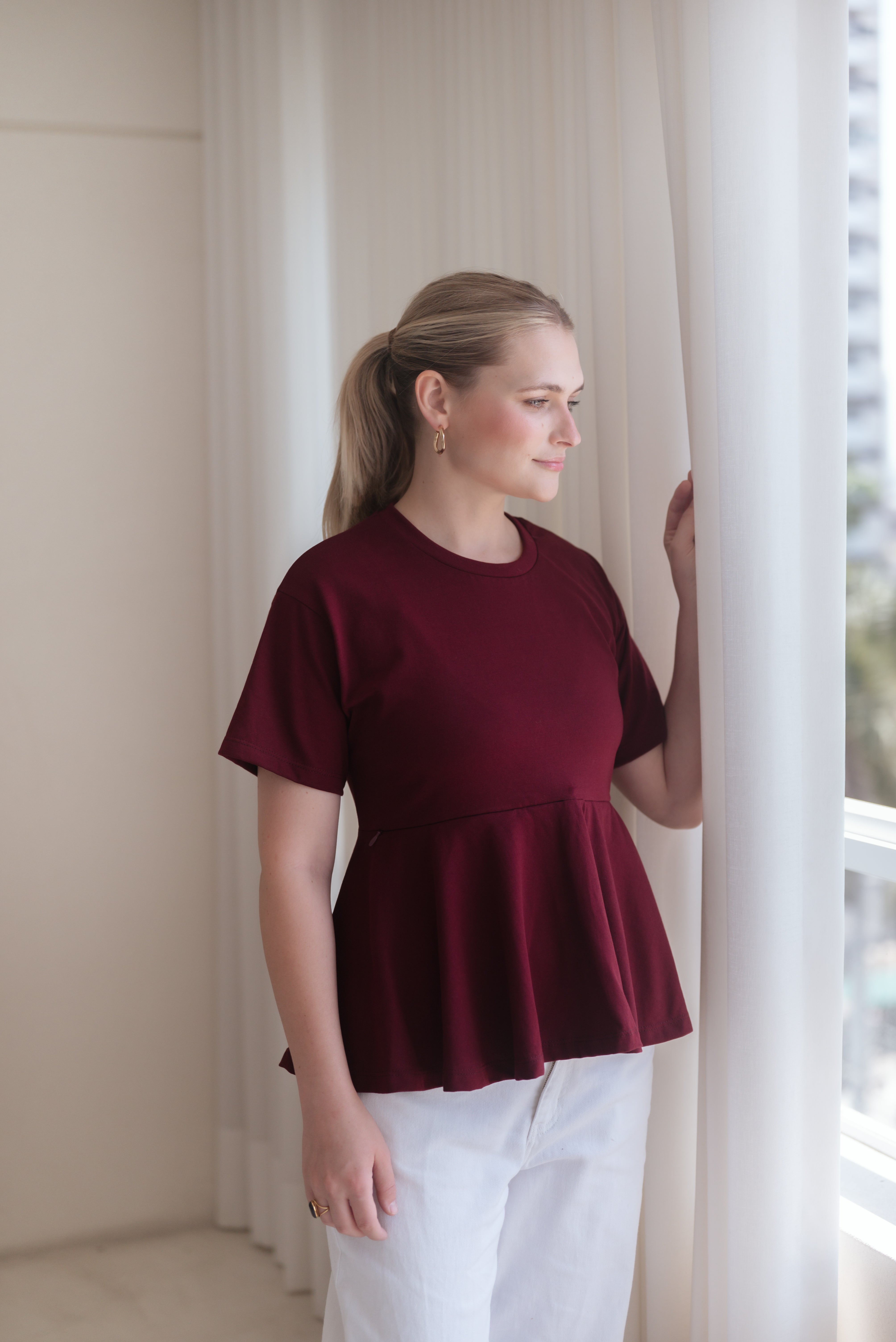 POLO DE ALGODÓN EMBARAZO & LACTANCIA NOELLE - VINO