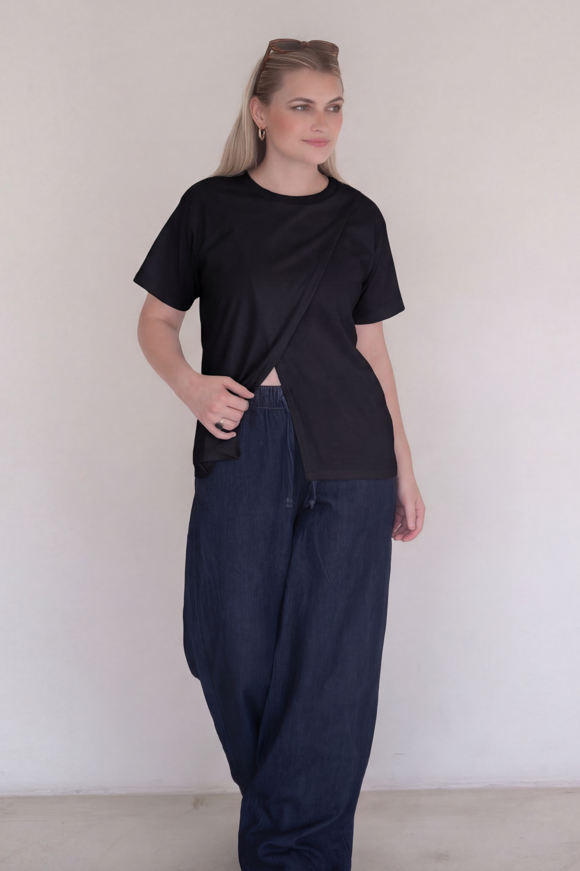 POLO DE ALGODÓN EMBARAZO & LACTANCIA VERA - NEGRO