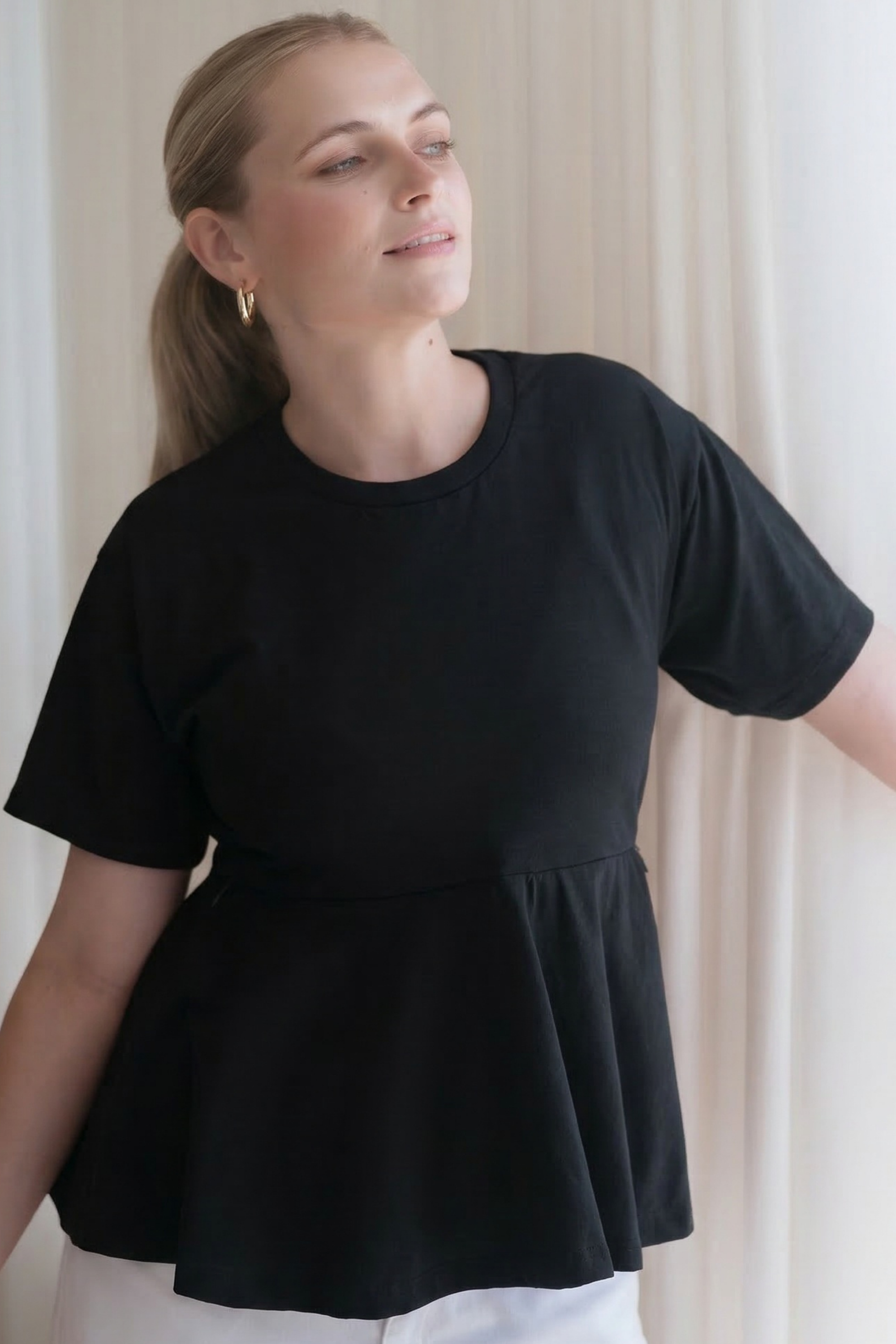 POLO DE ALGODÓN EMBARAZO & LACTANCIA NOELLE - NEGRO