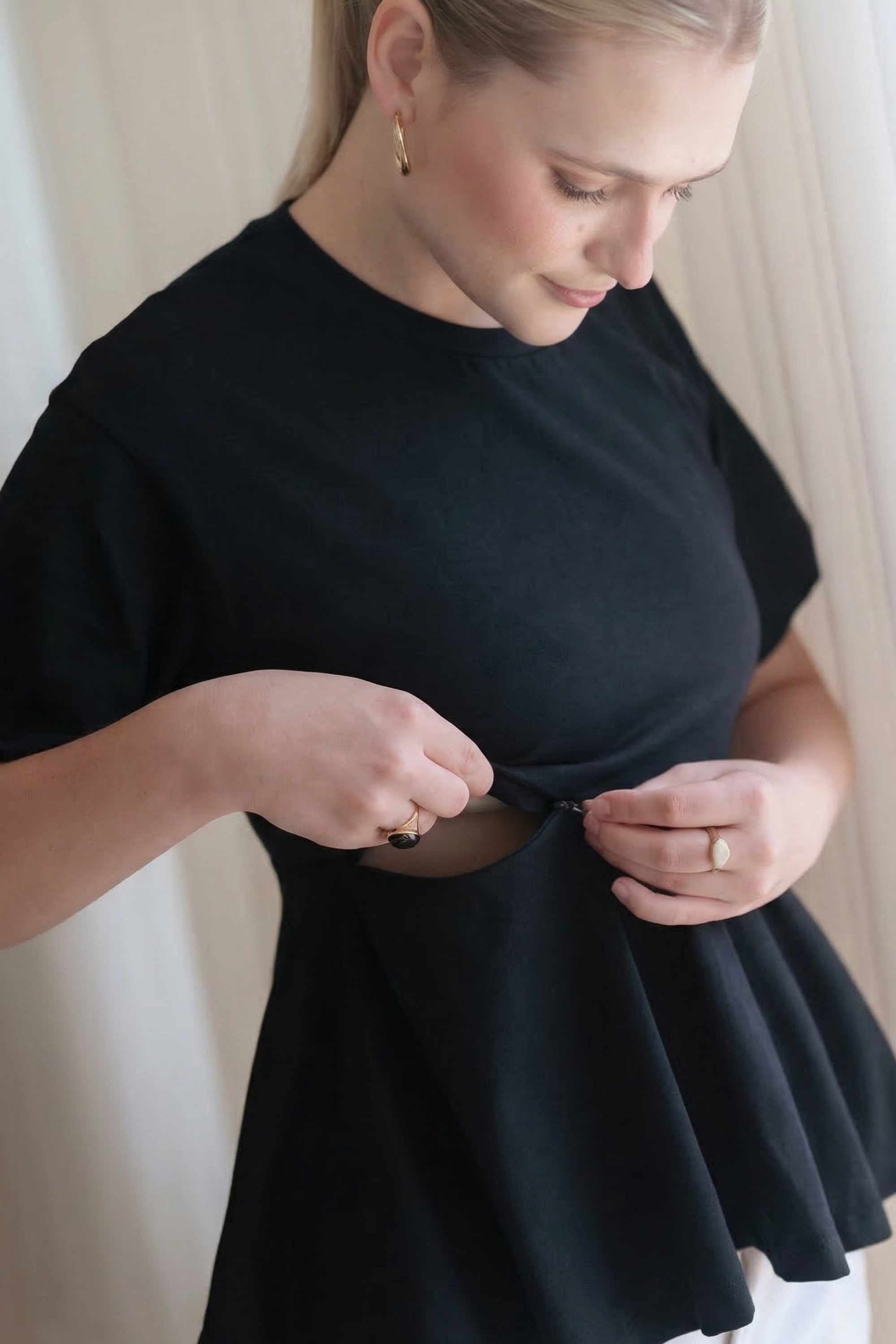 POLO DE ALGODÓN EMBARAZO & LACTANCIA NOELLE - NEGRO