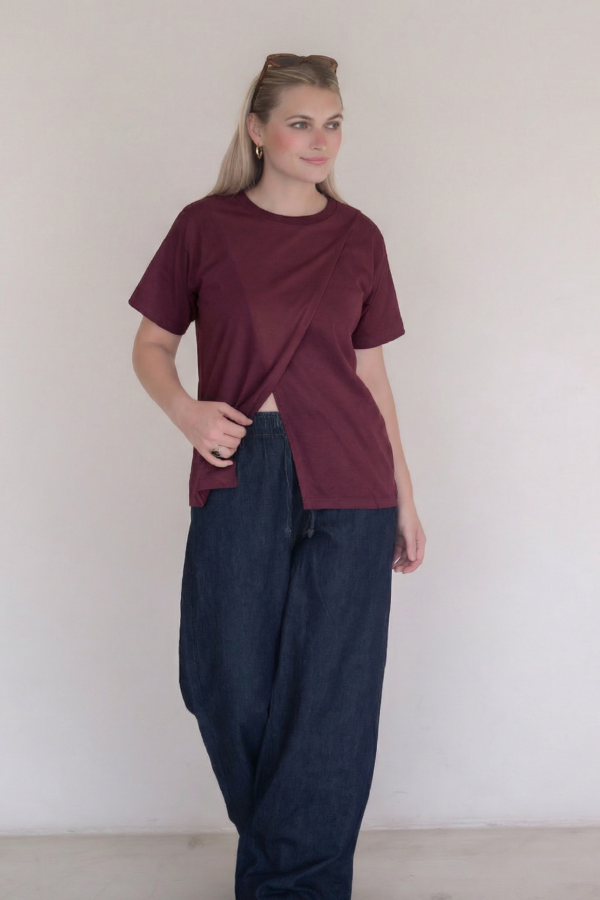 POLO DE ALGODÓN EMBARAZO & LACTANCIA VERA - VINO