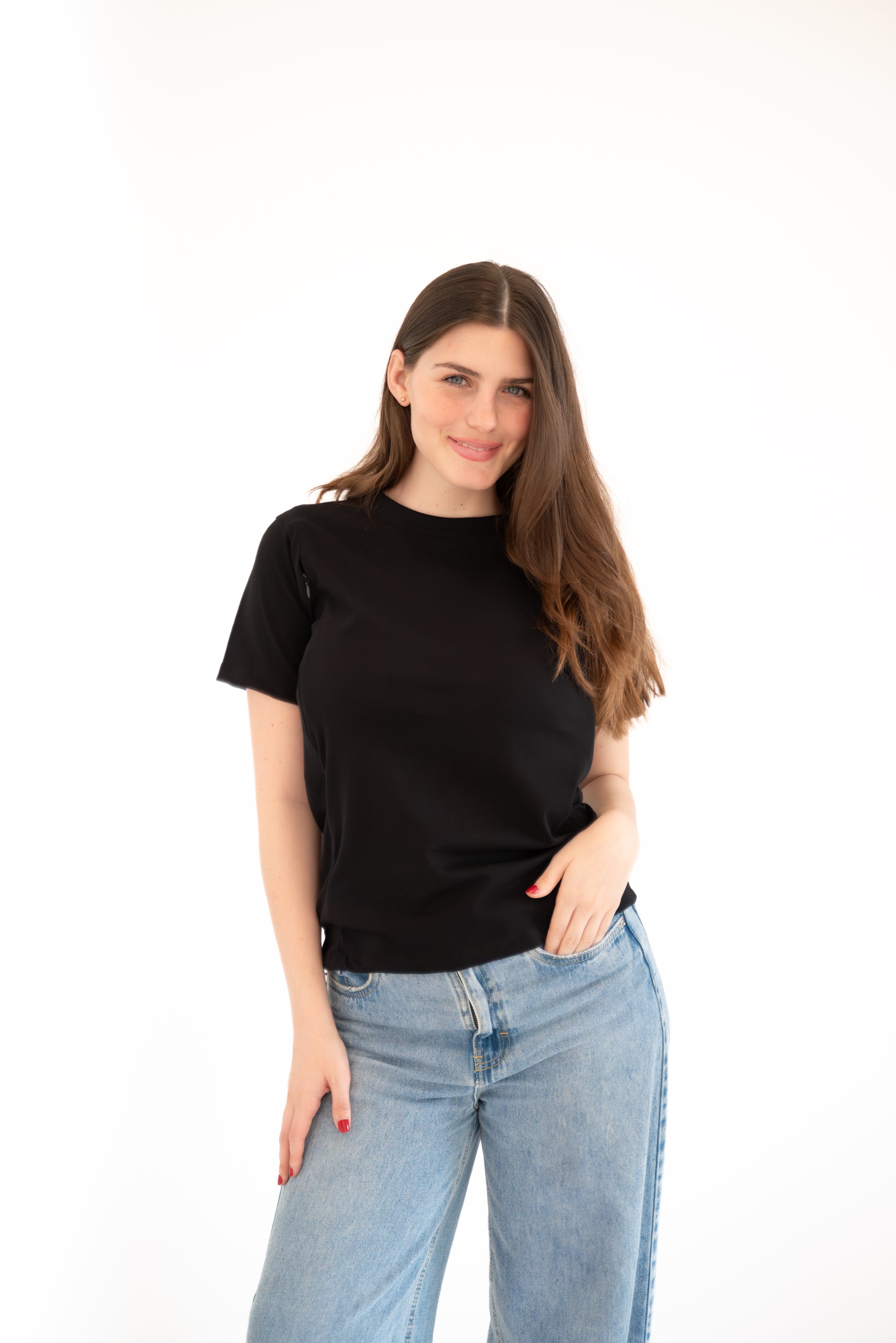 POLO DE ALGODÓN LACTANCIA NEGRO