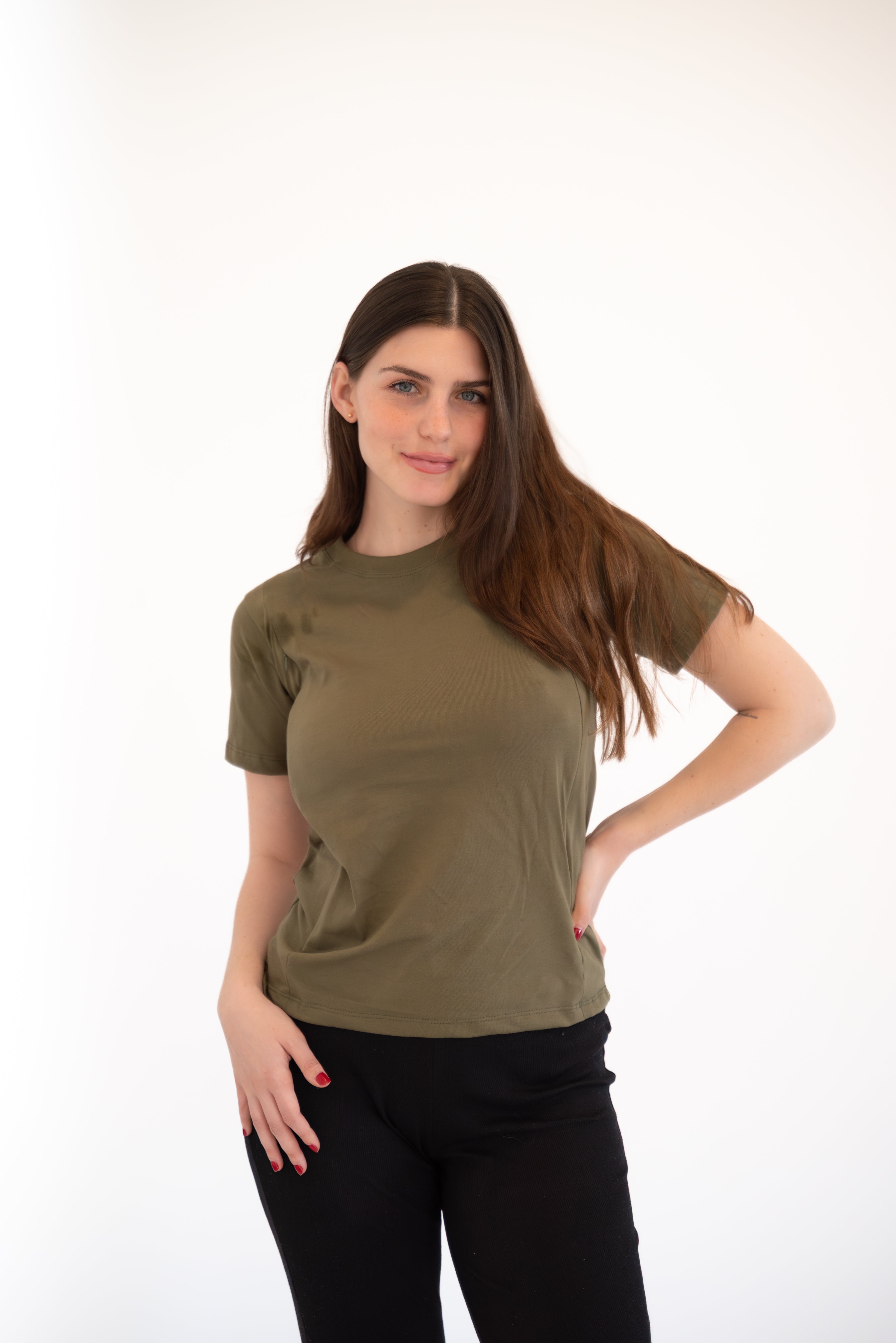 POLO DE ALGODÓN DE LACTANCIA VERDE MILITAR