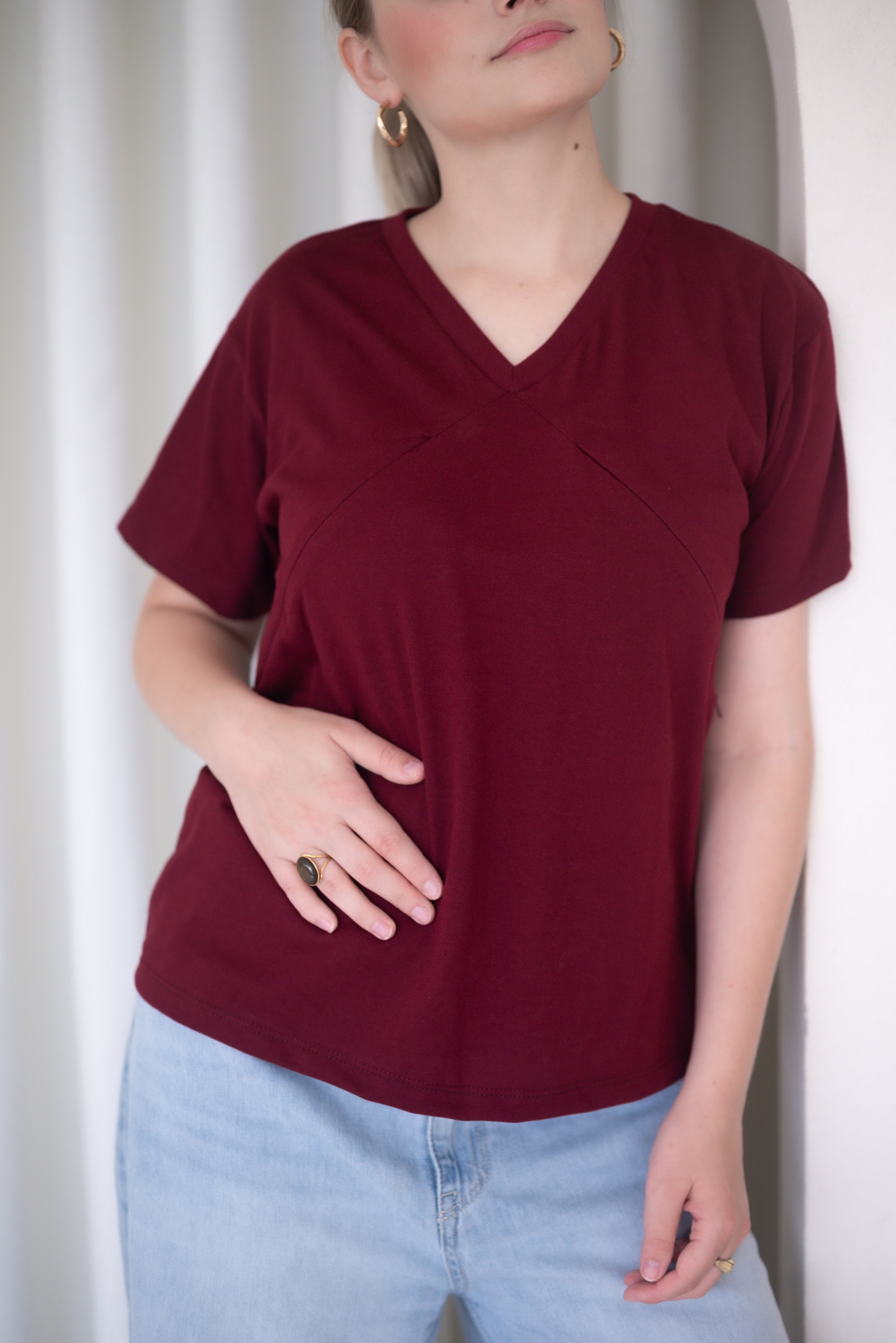 POLO DE ALGODÓN EMBARAZO & LACTANCIA AURORA - VINO